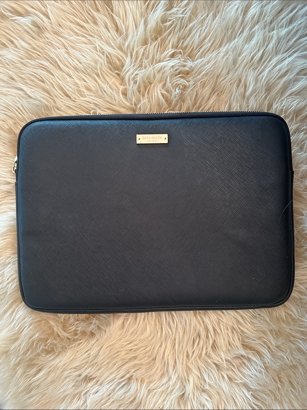kate Spade Black Laptop Sleeve with Gold Logo